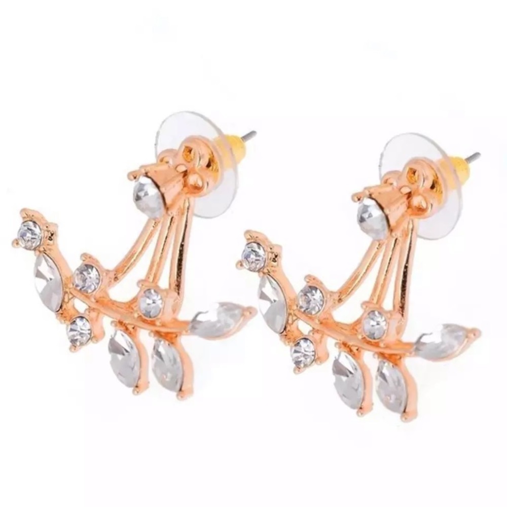 ⚜️[𝟯/$𝟭𝟴]⚜️Rose Gold Floral Dainty Jacket Earrings NEW - Picture 8 of 11